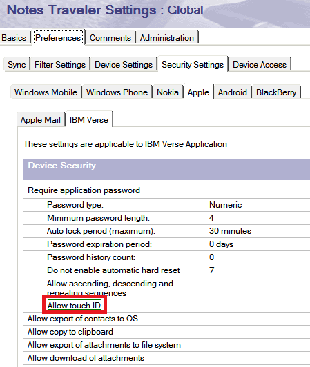 Image:Enable Apple TouchID support in IBM Verse mobile App for IBM Connections Cloud Users