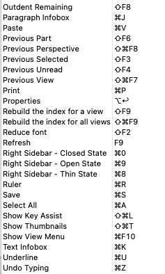 Image:Keyboard Shortcuts for HCL Notes Client on MacOSX 