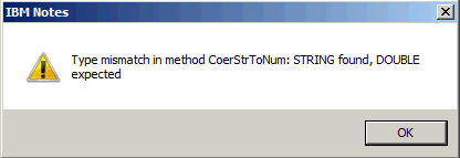 Image:Opening another mail file is causing Type mismatch in method CoerStrToNum: STRING found, DOUBLE expected