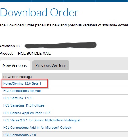 Image:Partners : locating the Domino V12 Beta in Flexnet