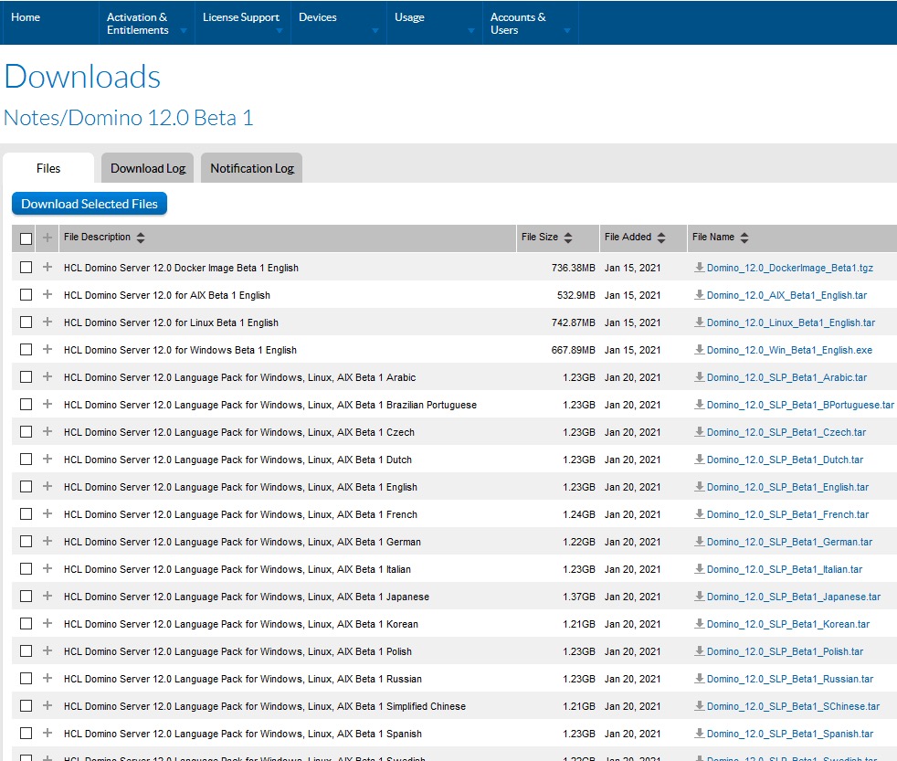 Image:Partners : locating the Domino V12 Beta in Flexnet