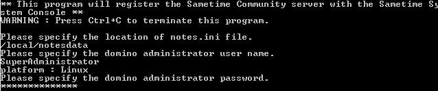 Image:Register Community Server at Sametime System Console - Error AIDSC0898E Premature end of file