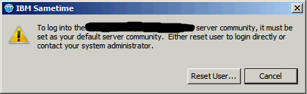 Image:Sametime community must be set as your default server community