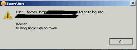 Image:Sametime Missing single sign on token