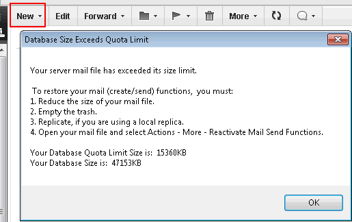 Image:Users can create new mails despite being over quota